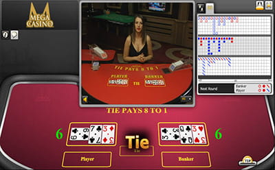 Du kan også spille live baccarat