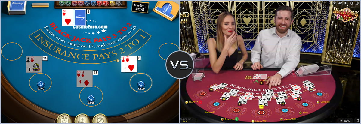 Almindelig blackjack stillet over for den live online version