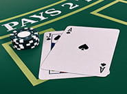 Her kan du se en del af et online blackjack bord